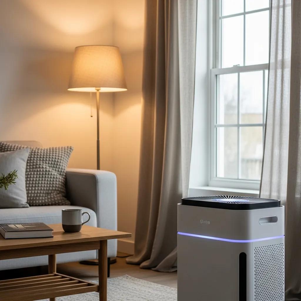 Modern air purifier in a stylish home environment enhancing indoor air quality