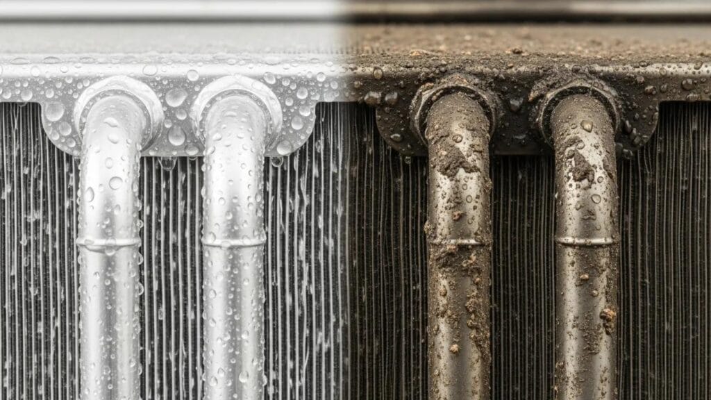 Clean steam coils in HVAC system demonstrating improved airflow and efficiency